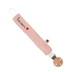 Attache-tétine ATELIER WAGRAM, gaze de coton Rose, personnalisable