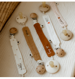 Attache-tétine ATELIER WAGRAM, gaze de coton Rose, personnalisable