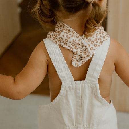 Bavoir bandana ATELIER WAGRAM, gaze Léopard, personnalisable