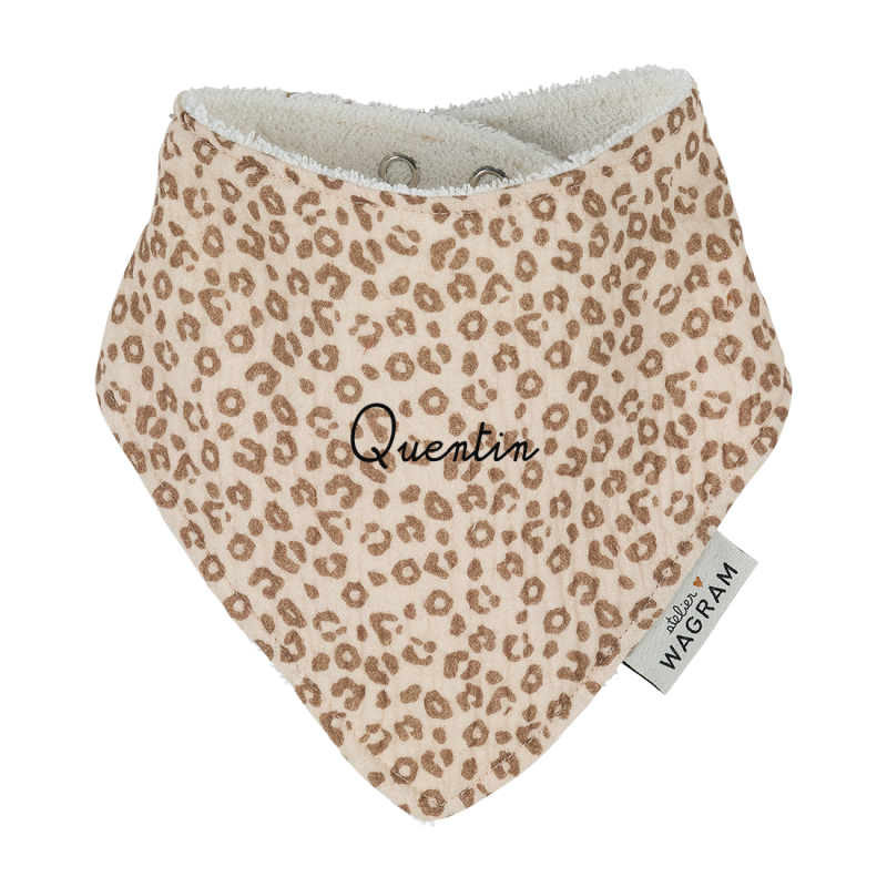 Bavoir bandana ATELIER WAGRAM, gaze Léopard, personnalisable