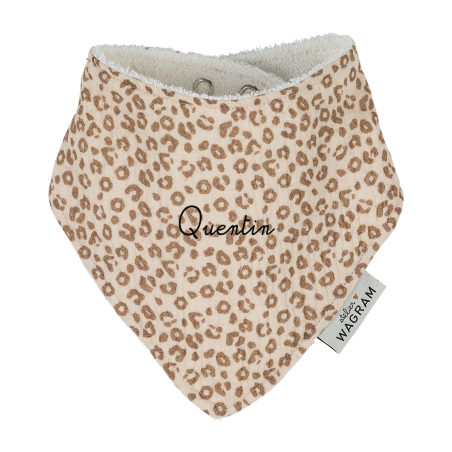 Bavoir bandana ATELIER WAGRAM, gaze Léopard, personnalisable
