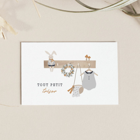 Carte Tout Petit Trésor Garçon et son enveloppe kraft ATELIER ORANGER