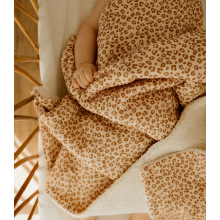 Couverture pilou ATELIER WAGRAM, gaze de coton Léopard, personnalisable