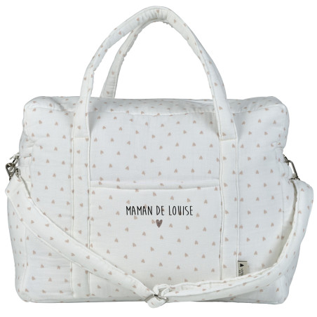 Sac à langer ATELIER WAGRAM, gaze Cœurs, personnalisable
