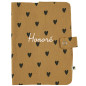 Protège carnet de santé ATELIER WAGRAM, gaze Cœurs Camel, personnalisable