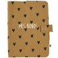 Protège carnet de santé ATELIER WAGRAM, gaze Cœurs Camel, personnalisable