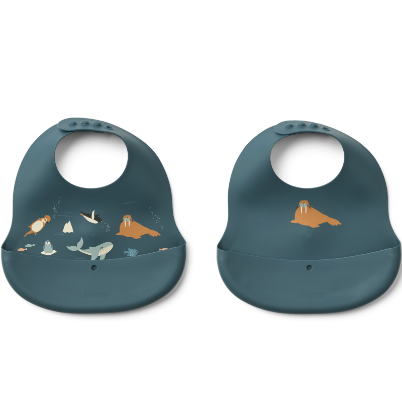 Lot de 2 bavoirs imprimés Ember LIEWOOD, Artic Sea Ocean View