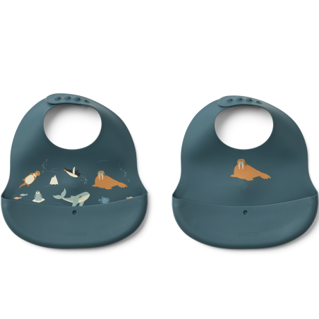 Lot de 2 bavoirs imprimés Ember LIEWOOD, Artic Sea Ocean View