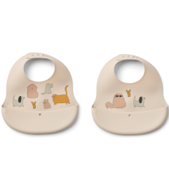 Lot de 2 bavoirs imprimés Ember LIEWOOD, Cats and Dogs Sandy