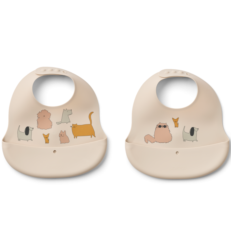 Lot de 2 bavoirs imprimés Ember LIEWOOD, Cats and Dogs Sandy