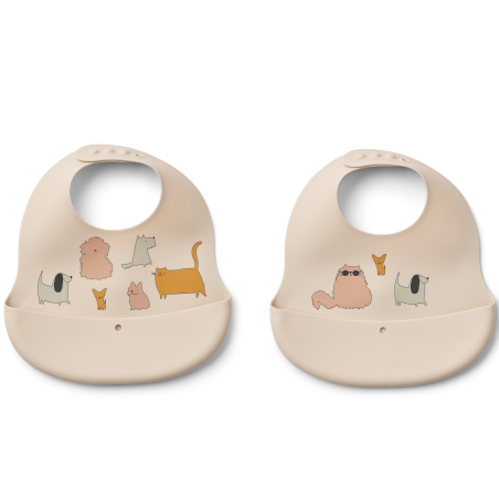 Lot de 2 bavoirs imprimés Ember LIEWOOD, Cats and Dogs Sandy