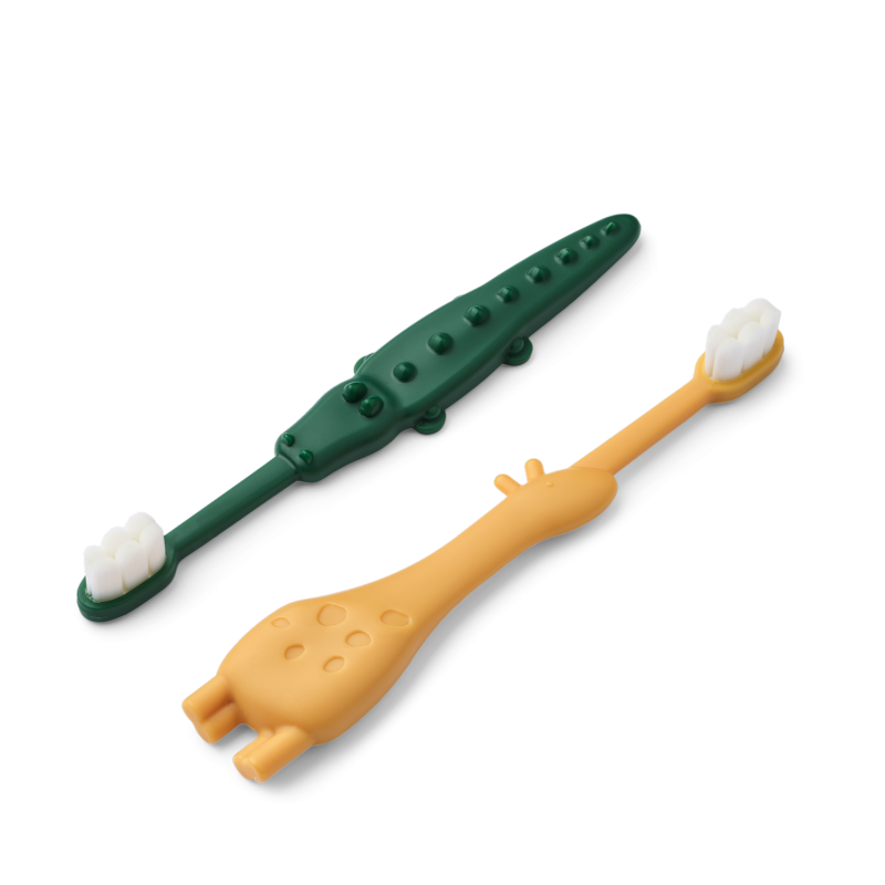 Lot de 2 brosses à dents Fabio LIEWOOD, Yellow mellow et Garden green