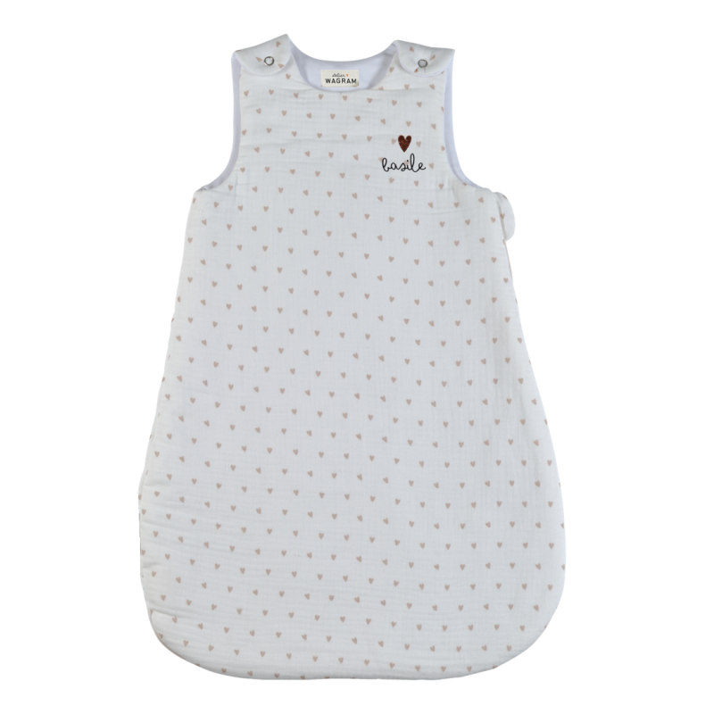Gigoteuse été ATELIER WAGRAM, gaze coeurs, personnalisable