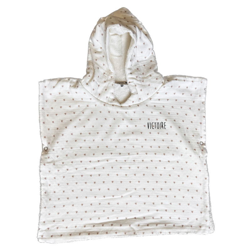 Poncho ATELIER WAGRAM, gaze cœurs, personnalisable