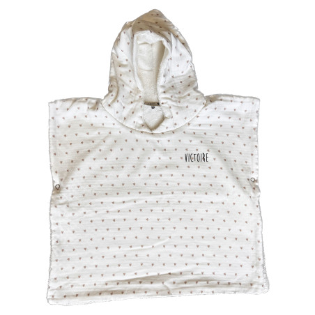 Poncho ATELIER WAGRAM, gaze cœurs, personnalisable