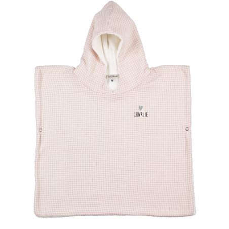Poncho ATELIER WAGRAM, gaze petits carreaux, personnalisable