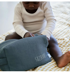 Trousse de toilette Paulette PETIT PICOTIN, personnalisable, bleu souris