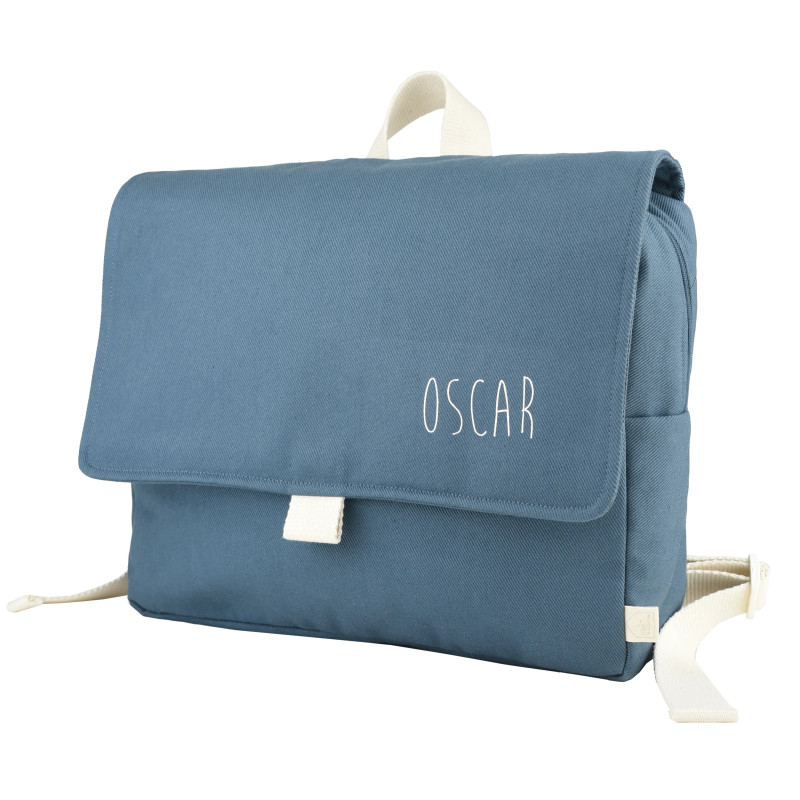 Cartable Raphaël PETIT PICOTIN, personnalisable, bleu souris