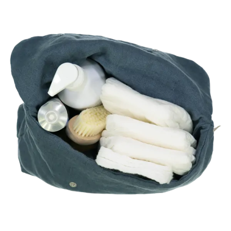Trousse de toilette Lucette PETIT PICOTIN, personnalisable, bleu souris