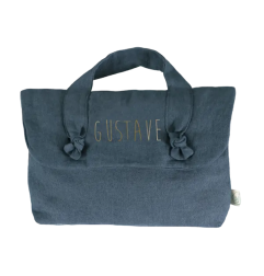 Trousse de toilette Lucette PETIT PICOTIN, personnalisable, bleu souris