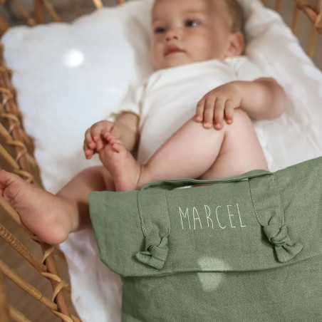 Trousse de toilette Lucette PETIT PICOTIN, personnalisable, vert olive