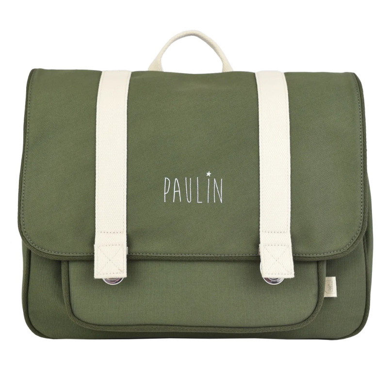Cartable Paul PETIT PICOTIN, vert olive, personnalisable