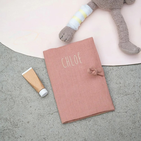 Protège carnet de santé Barnabé PETIT PICOTIN, bois de rose, personnalisable