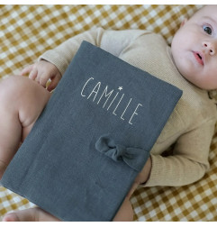 Protège carnet de santé Barnabé PETIT PICOTIN, bleu souris, personnalisable