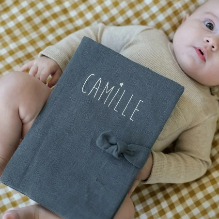 Protège carnet de santé Barnabé PETIT PICOTIN, bleu souris, personnalisable