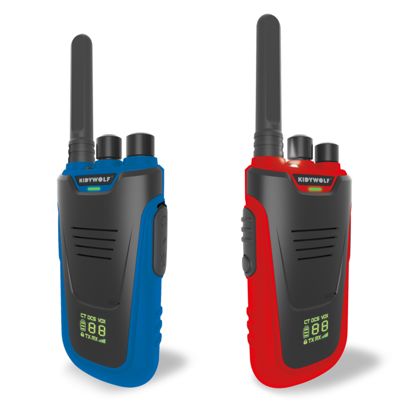 Talkie Walkie longue portée KidyWalk KIDYWOLF, Bleu et Rouge