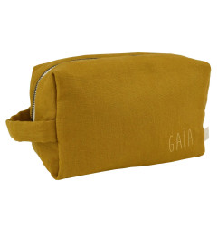 Trousse de toilette Paulette PETIT PICOTIN, personnalisable, ocre