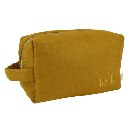 Trousse de toilette Paulette PETIT PICOTIN, personnalisable, ocre