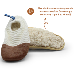 Chaussons souples Petits Velours Ivoire LES PAS PETITS