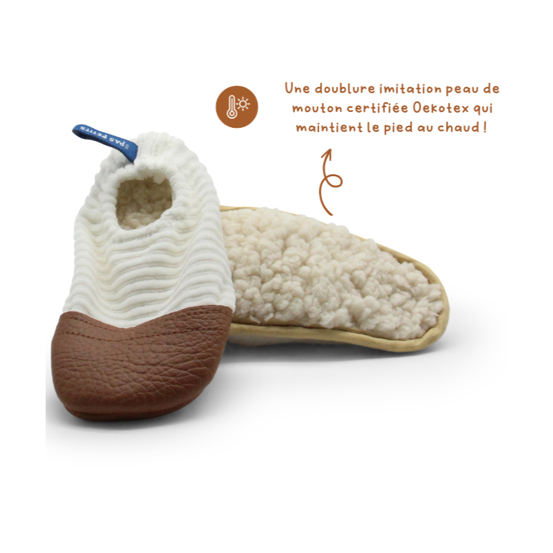 Chaussons souples Petits Velours Ivoire LES PAS PETITS