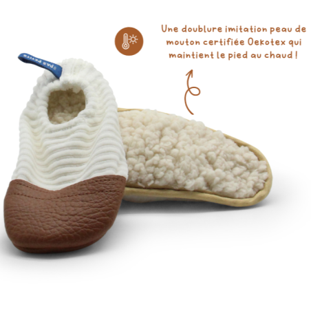 Chaussons souples Petits Velours Ivoire LES PAS PETITS