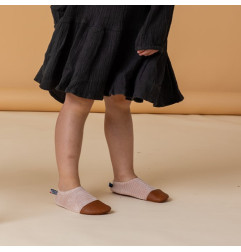 Chaussons souples Petits Velours Rose Pâle LES PAS PETITS