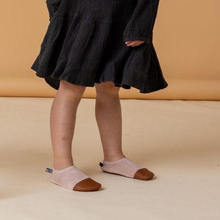 Chaussons souples Petits Velours Rose Pâle LES PAS PETITS