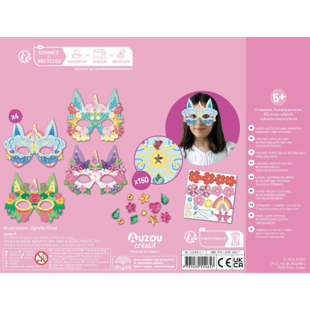 Ma pochette d'artiste AUZOU, Masques à décorer Licornes
