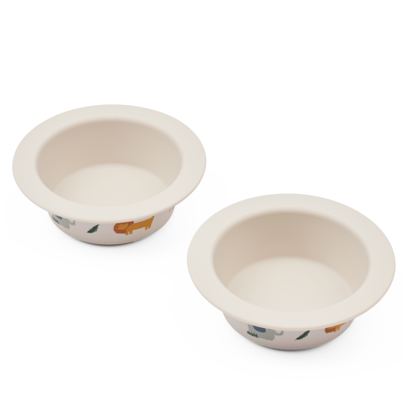 Lot de 2 bols à ventouse Peony LIEWOOD, Safari Sandy mix