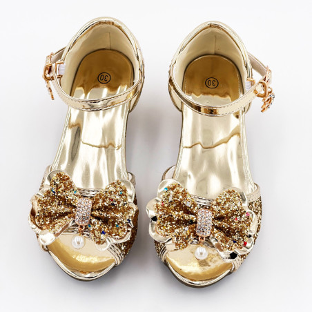 Mules à paillettes dorées LABAY