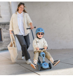 Trottinette évolutive 1 - 5 ans Highway Kick 1 SCOOT AND RIDE, bleu acier, avec canne de pousse Push and Go
