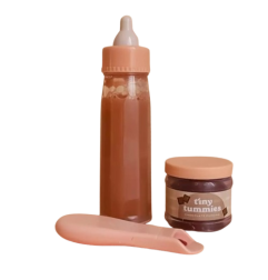 Coffret Biberon et Petit Pot magiques Lait Chocolat TINY HARLOW, pour poupée