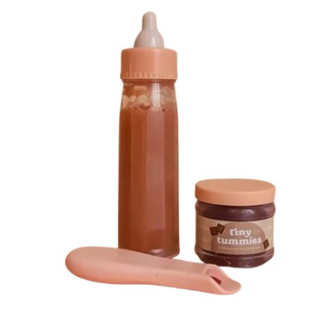 Coffret Biberon et Petit Pot magiques Lait Chocolat TINY HARLOW, pour poupée