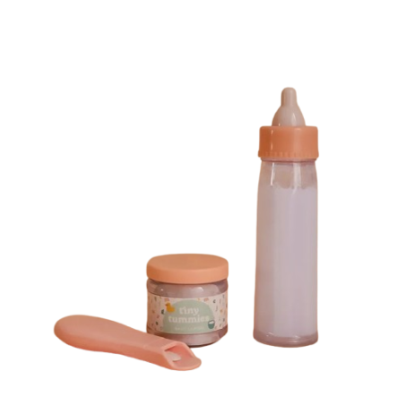 Coffret Mon Biberon et mon Premier Petit Pot magiques Lait et Céréales TINY HARLOW, pour poupée