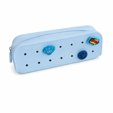Trousse à crayons Bleu ciel PETITKIDS, personnalisable avec charms