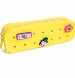 Trousse à crayons Jaune PETITKIDS, personnalisable avec charms