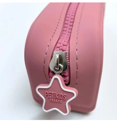 Trousse à crayons Rose poudré PETITKIDS, personnalisable avec charms