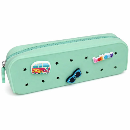 Trousse à crayons Vert d'eau PETITKIDS, personnalisable avec charms