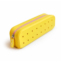 Trousse à crayons Jaune PETITKIDS, personnalisable avec charms