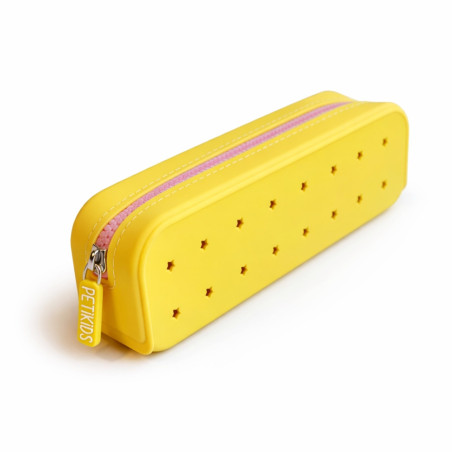 Trousse à crayons Jaune PETITKIDS, personnalisable avec charms